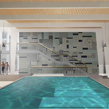 Für ca. 30 Mio. Euro wird das Mineral-Bad Berg saniert. Voraussichtlich Mitte 2019 wird es wieder öffnen. Visualisierung: 4a Architekten GmbH