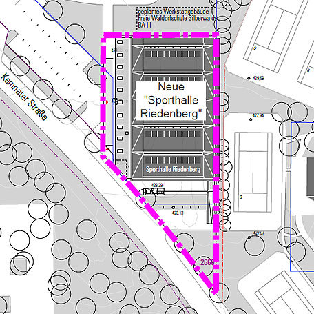 Sporthallenneubau bei Grundschule Riedenberg. Grafik: Cheret Bozic Architekten