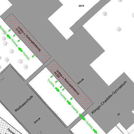 Die Grafik zeigt den Lageplan der Fachräume. Grafik: Stadt Stuttgart