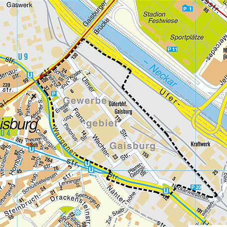 Das Plangebiet in Gaisburg. Karte: Stadtmessungsamt