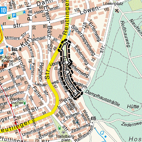 Der Kartenausschnitt zeigt die Lage des Plangebiets Ramsbachstraße Nord. Grafik: Stadtmessungsamt Stuttgart