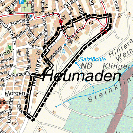 Der Kartenausschnitt zeigt die Lage des Gebiets Brunnenwiesen/Schulgärten. Grafik: Stadtmessungsamt