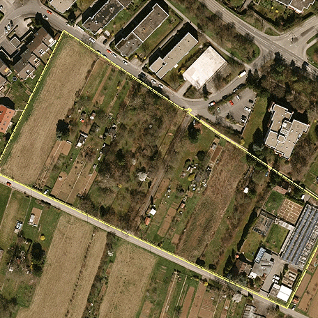 Das Luftbild zeigt das Plangebiet Mittlere Wohlfahrt. Foto: Stadt Stuttgart