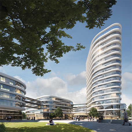 So könnten die neuen Gebäude der Allianz im Synergie Park aussehen: Grafik: Dortmunder PLanungsbüro Gerber Architekten