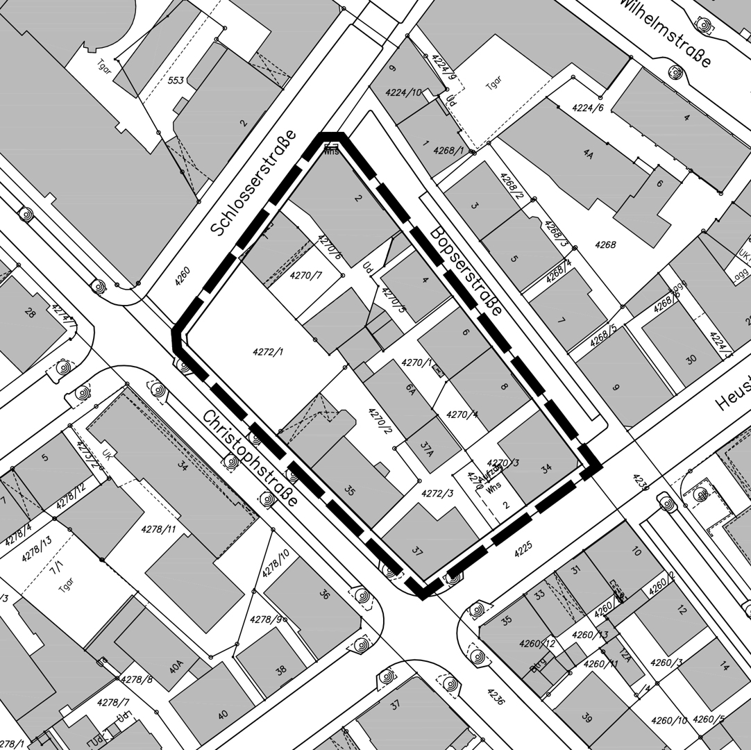 Die Karte zeigt das Areal für das der Bebauungsplan aufgestellt werden soll. Grafik: Stadt Stuttgart