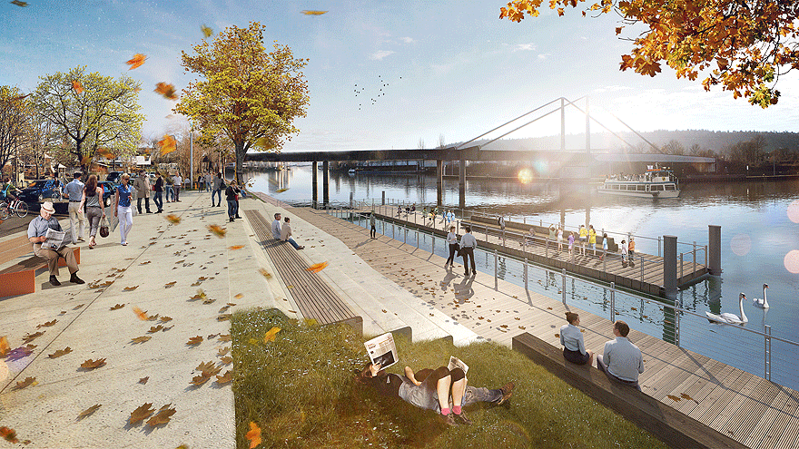 Das Neckarufer soll umgestaltet werden. Grafik: Landschaftsarchitekten Ramboll Studio Dreiseitl