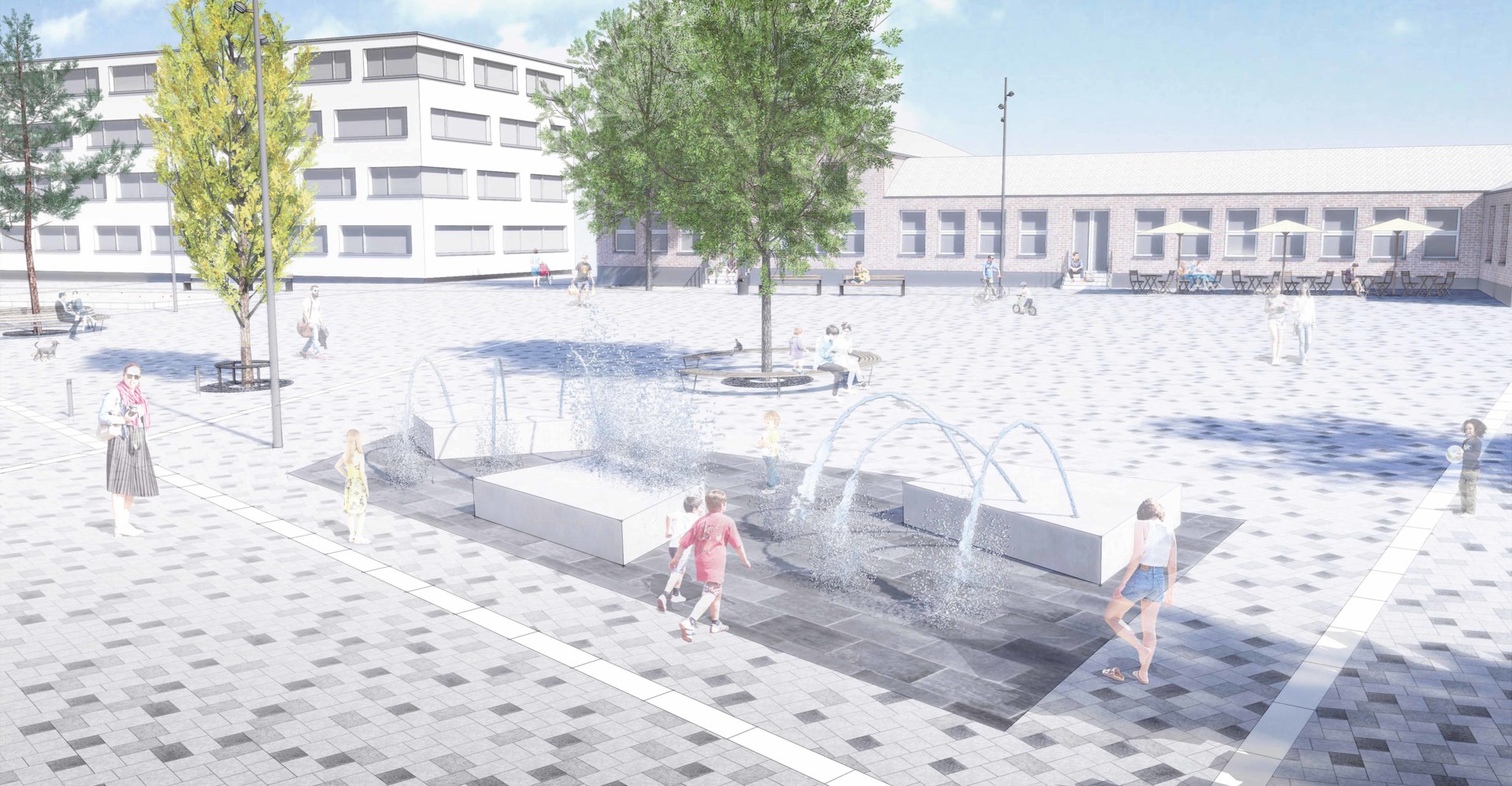 Ein zentraler Teil des NeckarParks ist der Marga-von-Etzdorf Platz am Stadtarchiv.