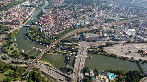 Das Neckarknie trifft das „Grüne U“ der Stadt auf den Neckar. Foto: Stadt Stuttgart