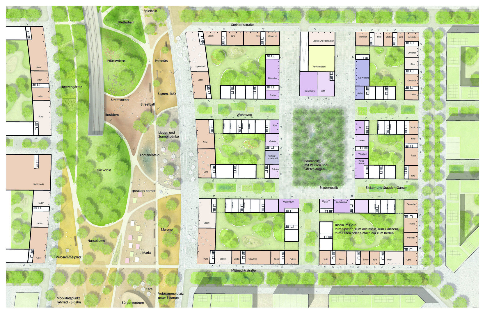 So stellen sich die beiden Büros die Quartiershubs vor. Foto: asp Architekten/Koebel Landschaftsarchitektur