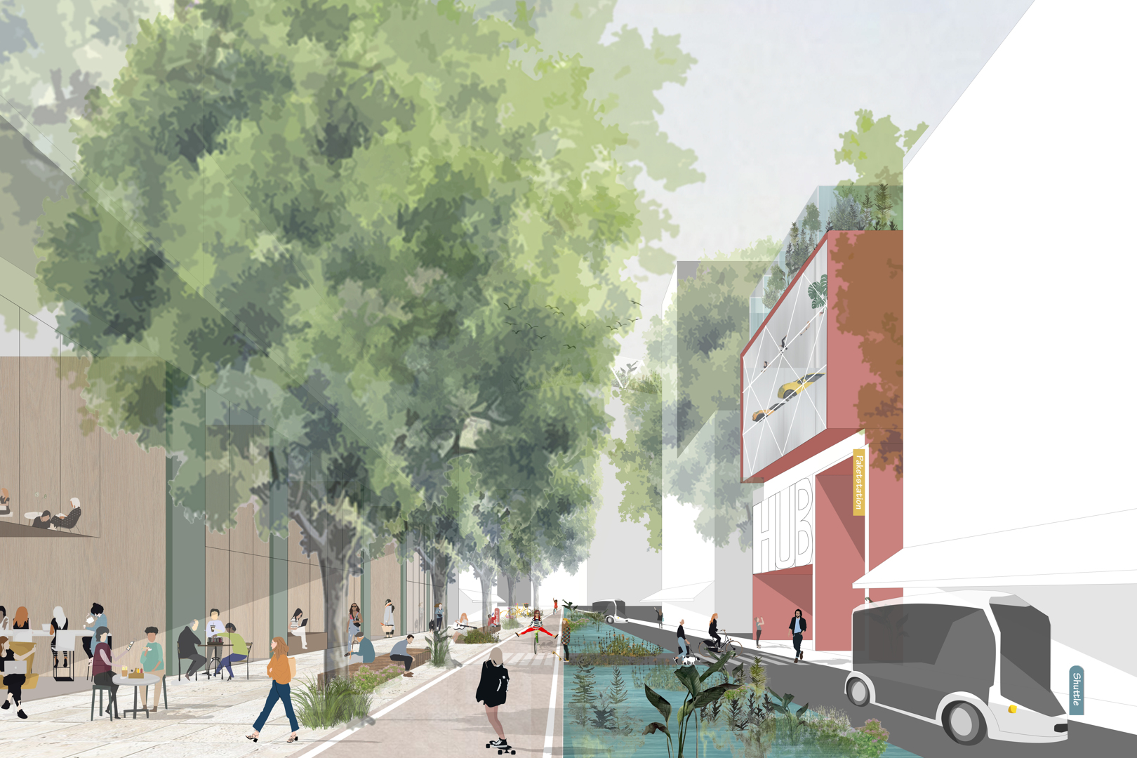 Im neuen Rosenstein-Quartier soll es verschiedene Mobilitätsformen nebeneinander geben. Grafik: asp Architekten GmbH