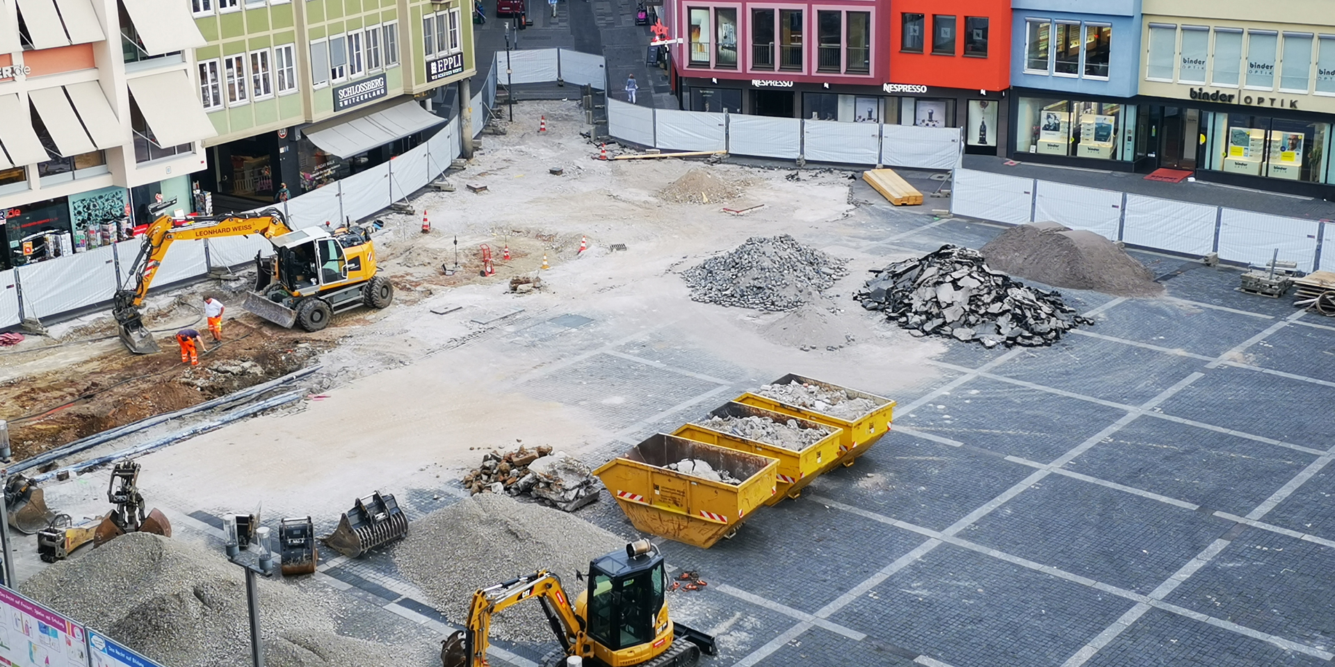 Die Bauarbeiten auf dem Marktplatz haben begonnen. Foto: Stadt Stuttgart