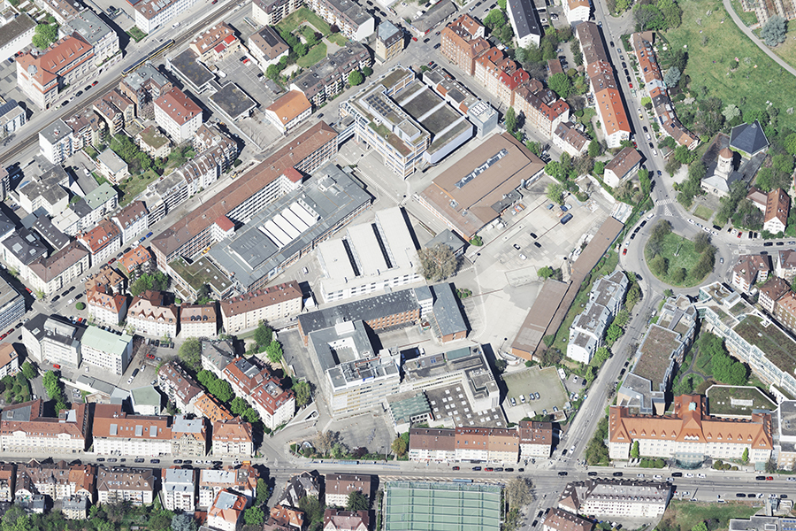 Das Luftbild zeigt das EnBW-Areal in Stuttgart-Ost auf dem das neue Quartier entstehen soll.