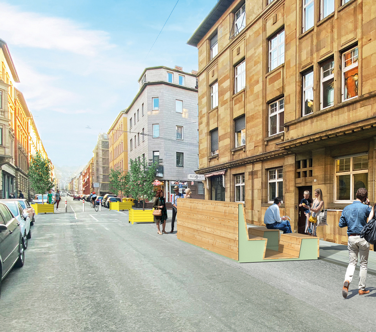 Visualisierung des zukünftigen Superblocks Augustenstraße