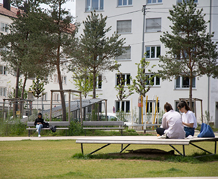 Aufenthaltsangebote wie Bänke, Liegen und Hängematten runden das Angebot ab.